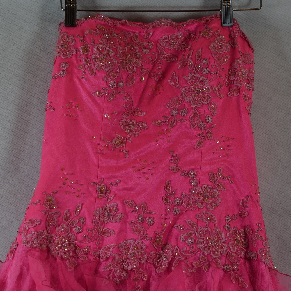 Pink Ruffle Prom Dress SZ 8 - Picture 2 of 12